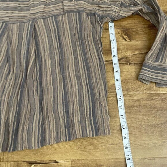 Womens Grade & grather button up Pullover top shirt brown size small s striped - Picture 9 of 9